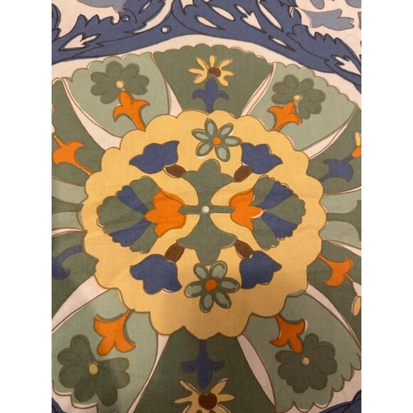 Pottery Barn Caesarea Medallion cotton duvet cover blue green white Queen/ Full - Picture 4 of 14